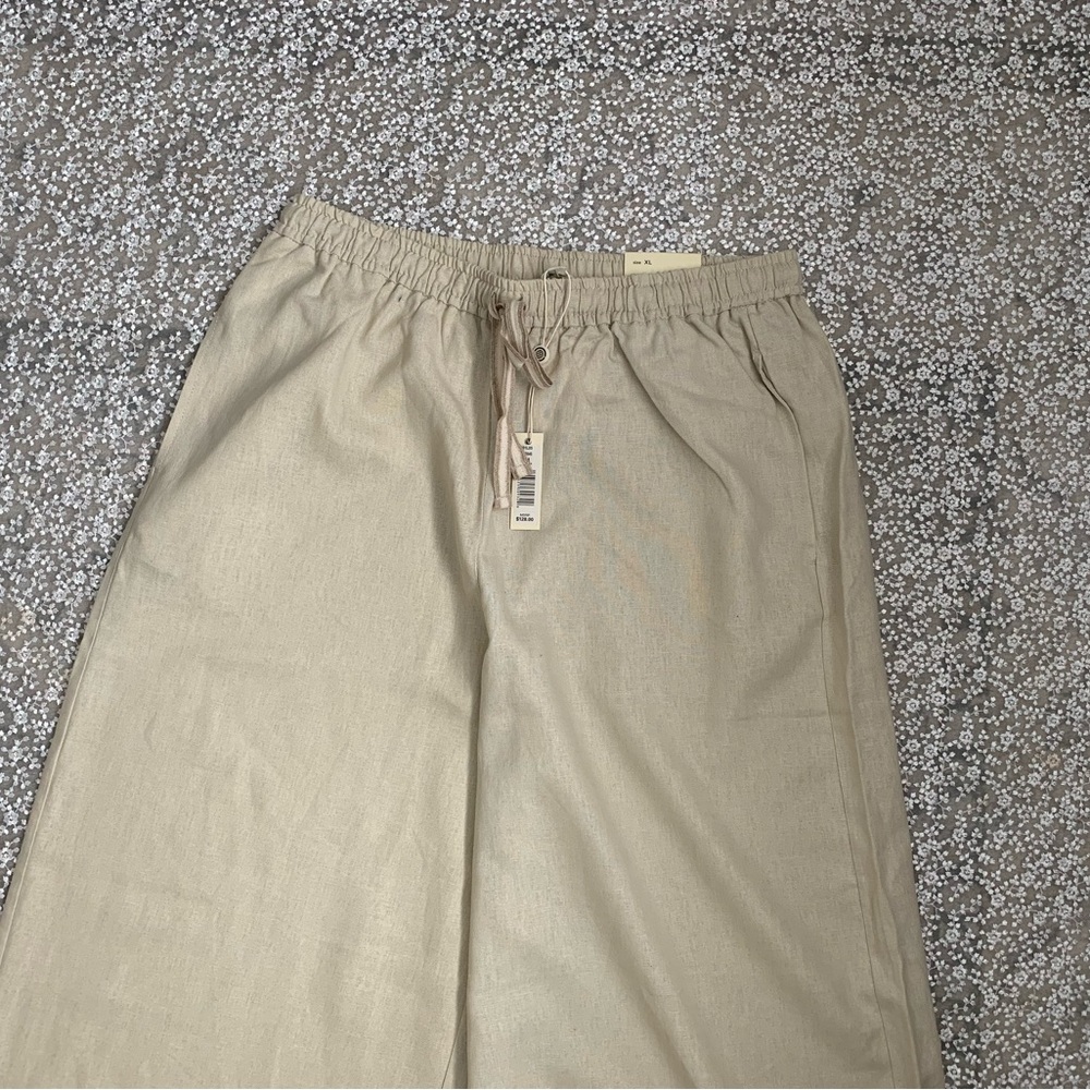 Max Studio London NWT Cream Wide-Leg Linen Trousers - Picture 9 of 15